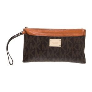 Michael Kors Black and Brown Logo Wristlet